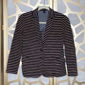 J CREW Blazer Black/Tan Stripe Nautical Maritime #84593